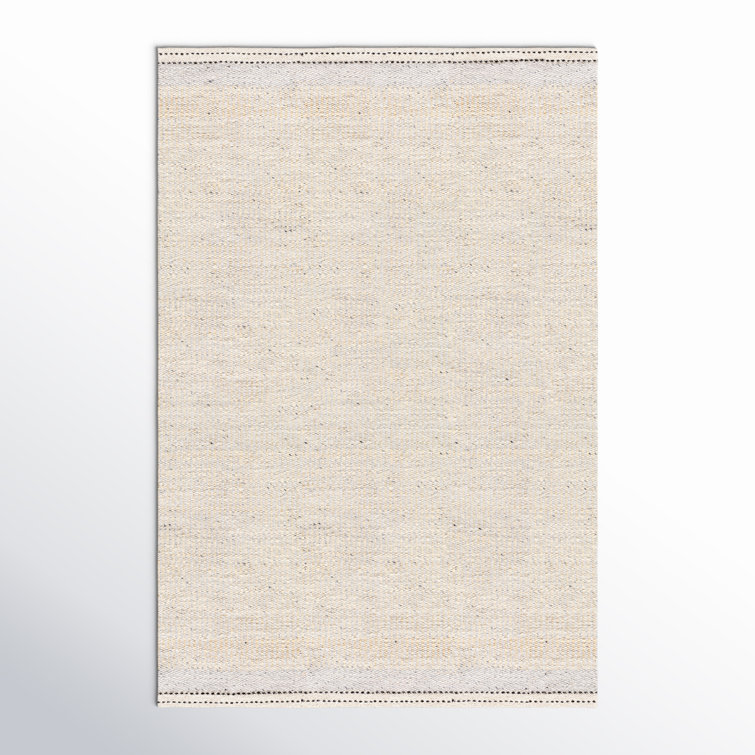 Handmade Black and Beige Wool Flat Woven Rug 6' x 9'