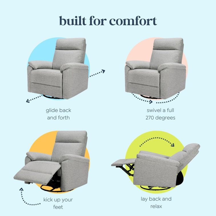 Frost Grey Swivel Recliner with Wood Base