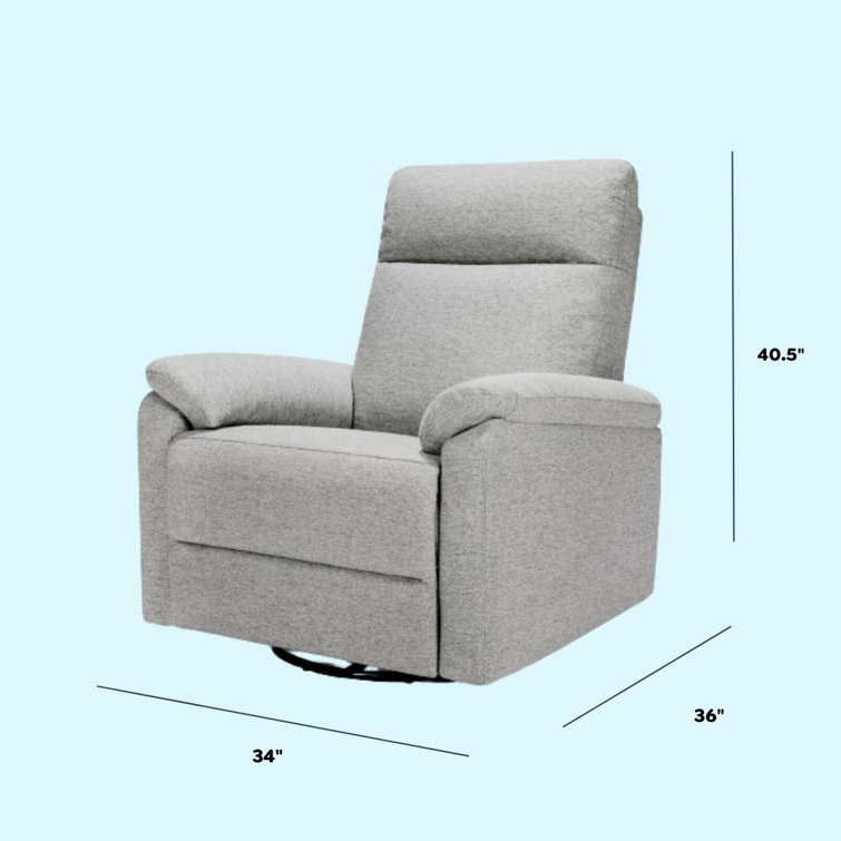 Frost Grey Swivel Recliner with Wood Base