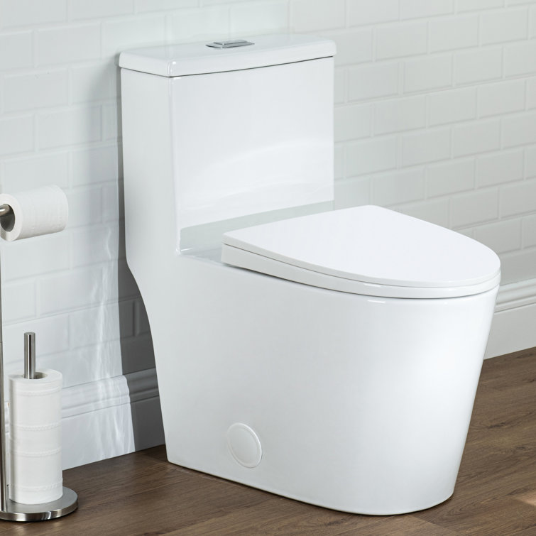 White Ceramic Dual-Flush Elongated One-Piece Toilet with Comfort Seat