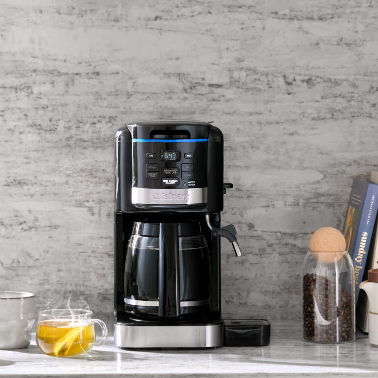Black Programmable Drip Coffee Machine with Grinder and Water Filter