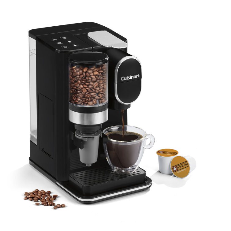 Sleek Black Single-Serve Grind & Brew Coffeemaker with Conical Burr Grinder