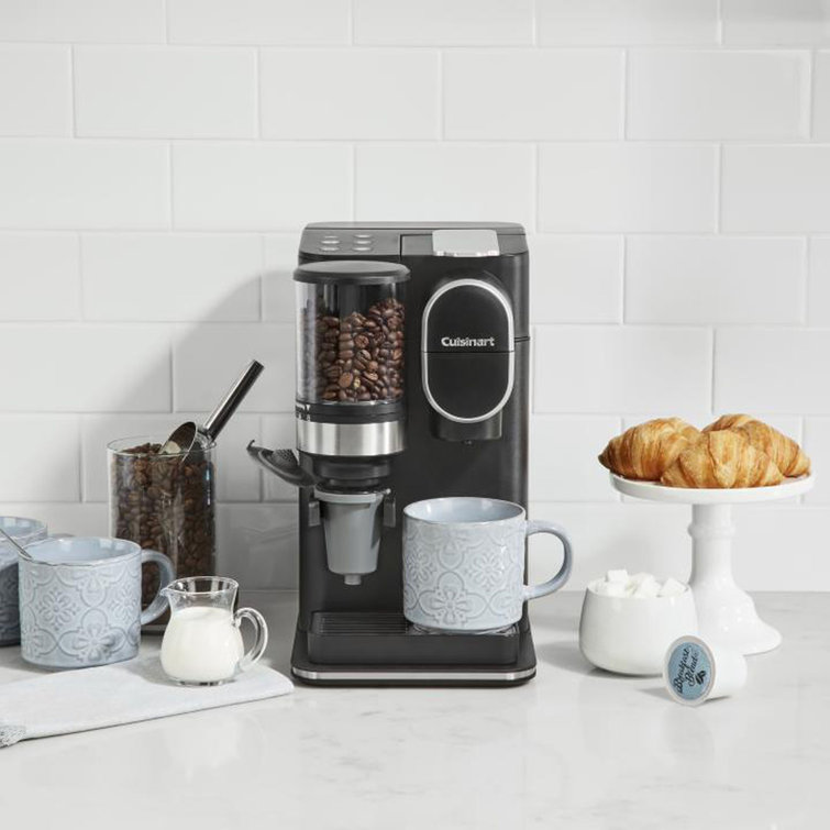 Sleek Black Single-Serve Grind & Brew Coffeemaker with Conical Burr Grinder