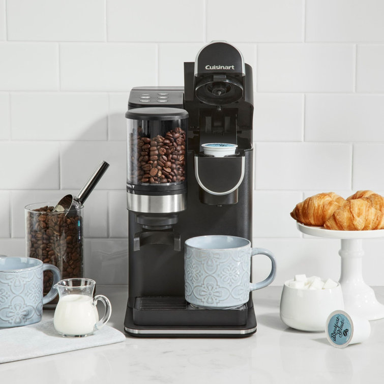 Sleek Black Single-Serve Grind & Brew Coffeemaker with Conical Burr Grinder