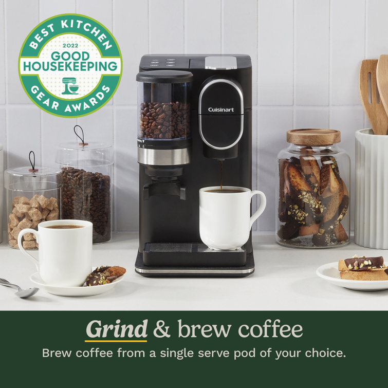 Sleek Black Single-Serve Grind & Brew Coffeemaker with Conical Burr Grinder