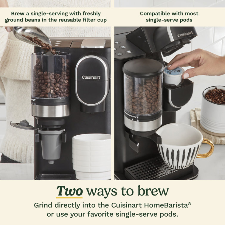 Sleek Black Single-Serve Grind & Brew Coffeemaker with Conical Burr Grinder
