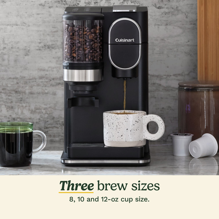 Sleek Black Single-Serve Grind & Brew Coffeemaker with Conical Burr Grinder