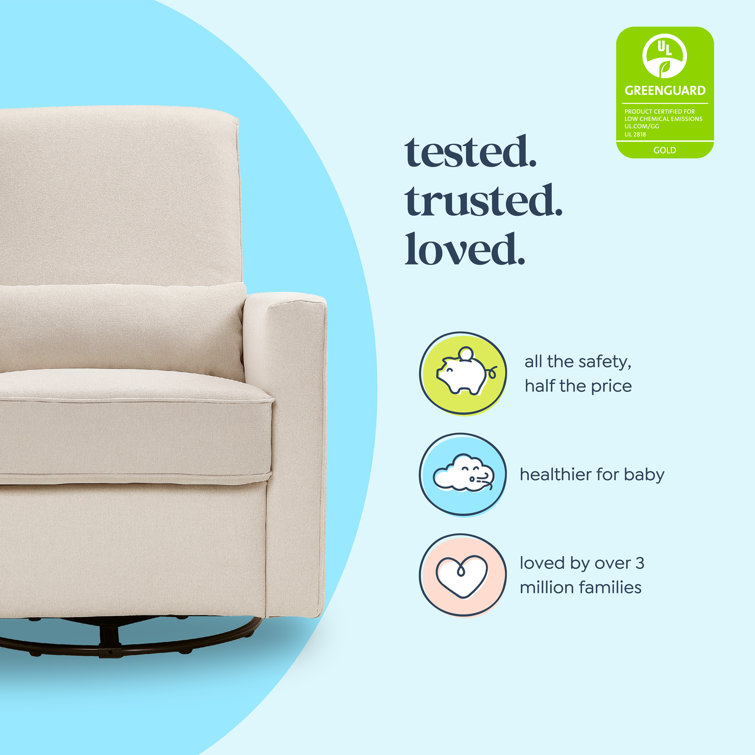 Cream Swivel Metal Recliner with Plush Leg Rest