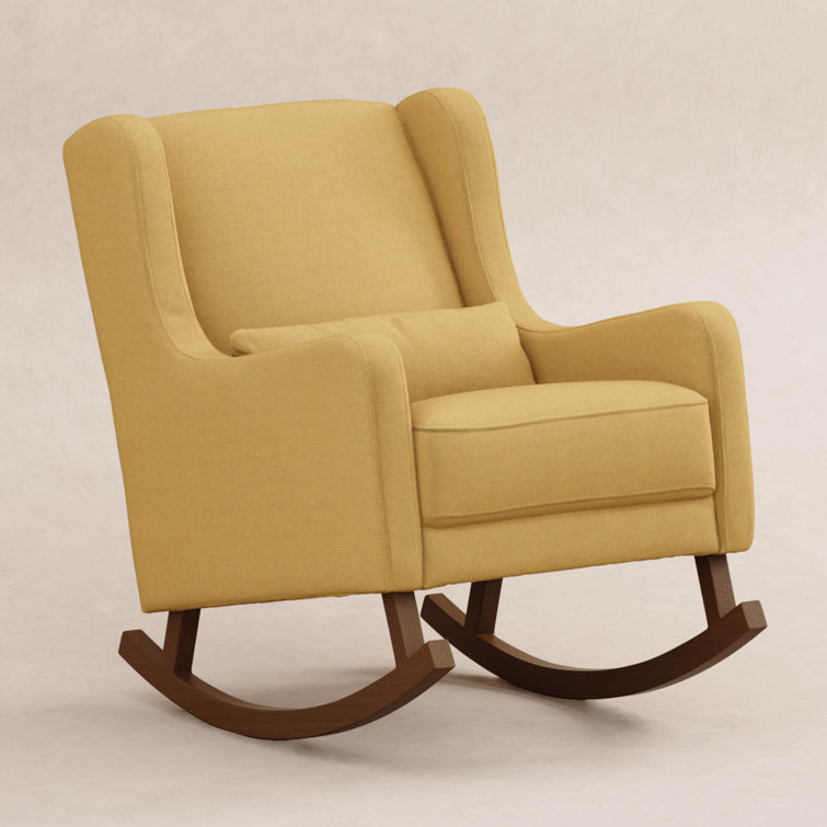 Mid-Century Dijon Eco-Twill Rocking Chair with Dark Legs