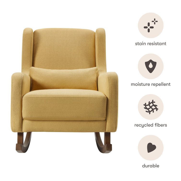Mid-Century Dijon Eco-Twill Rocking Chair with Dark Legs