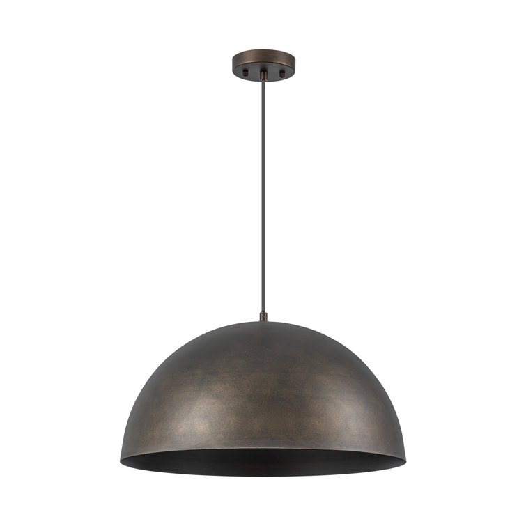 Antique Bronze Dome Pendant Light with Gold Interior, 15.75"