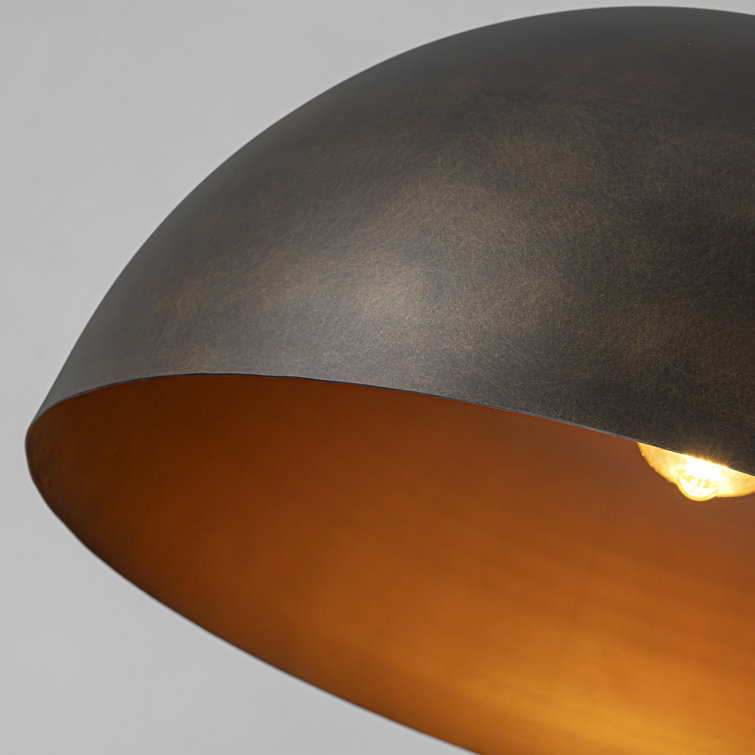 Antique Bronze Dome Pendant Light with Gold Interior, 15.75"