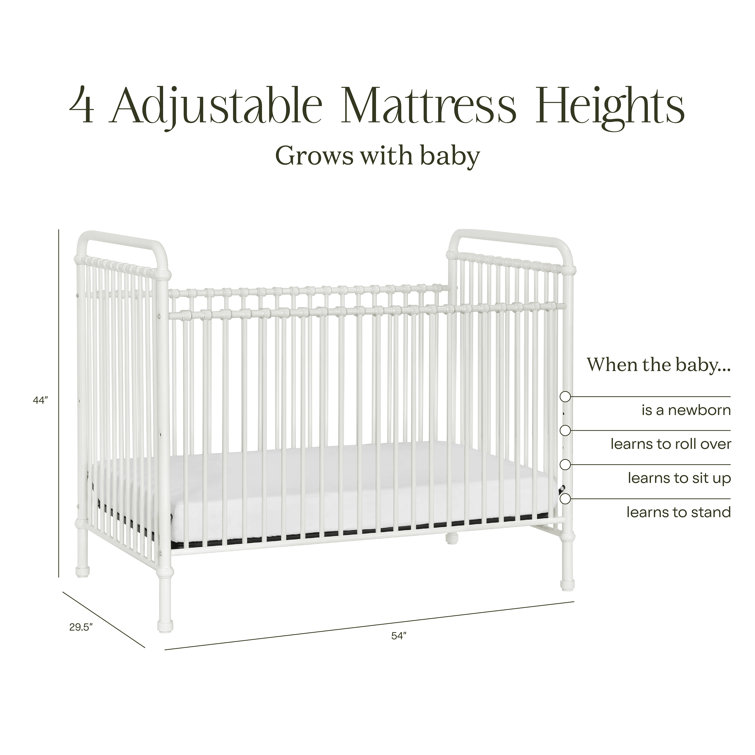 White Iron Toddler Convertible Crib with Vintage Design