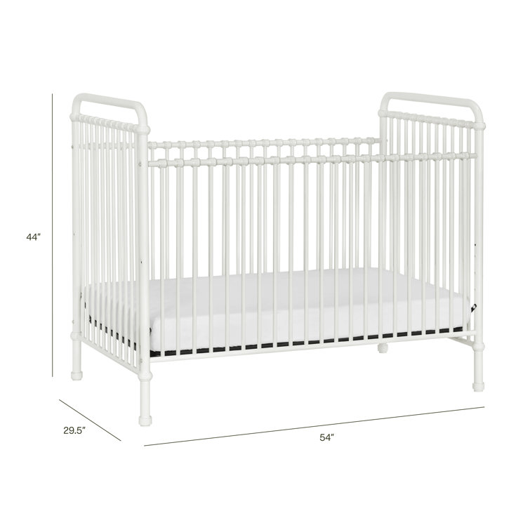 White Iron Toddler Convertible Crib with Vintage Design