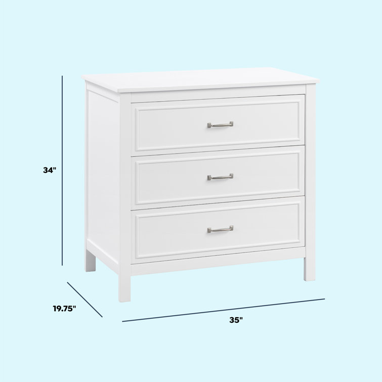 White Pinewood 3-Drawer Nursery Dresser
