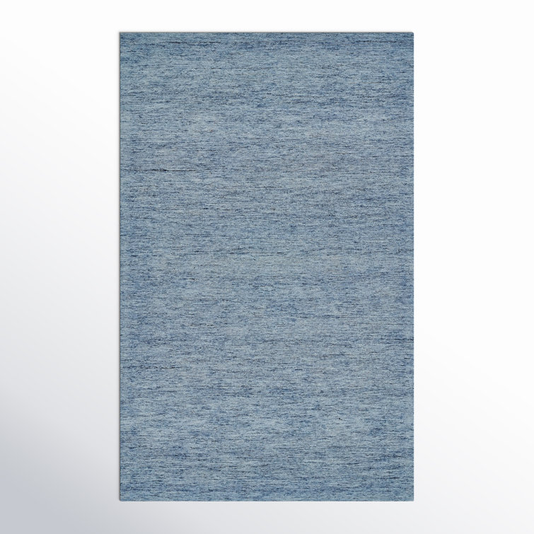 Denim Blue Hand-Tufted Wool Rectangular Area Rug