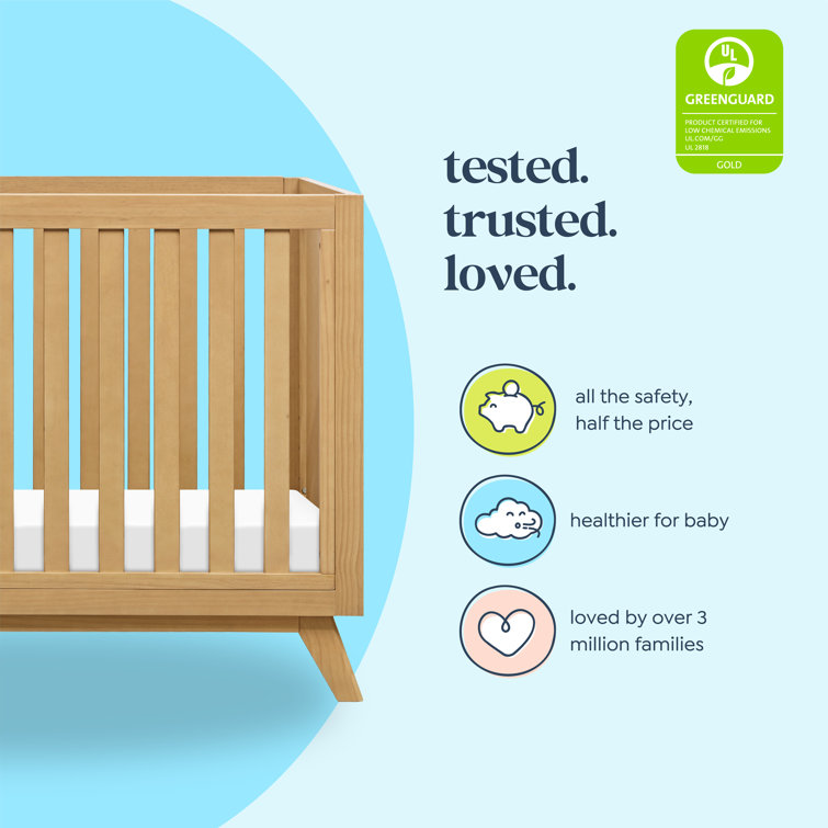 Honey Wood 3-in-1 Convertible Crib with Flared Legs