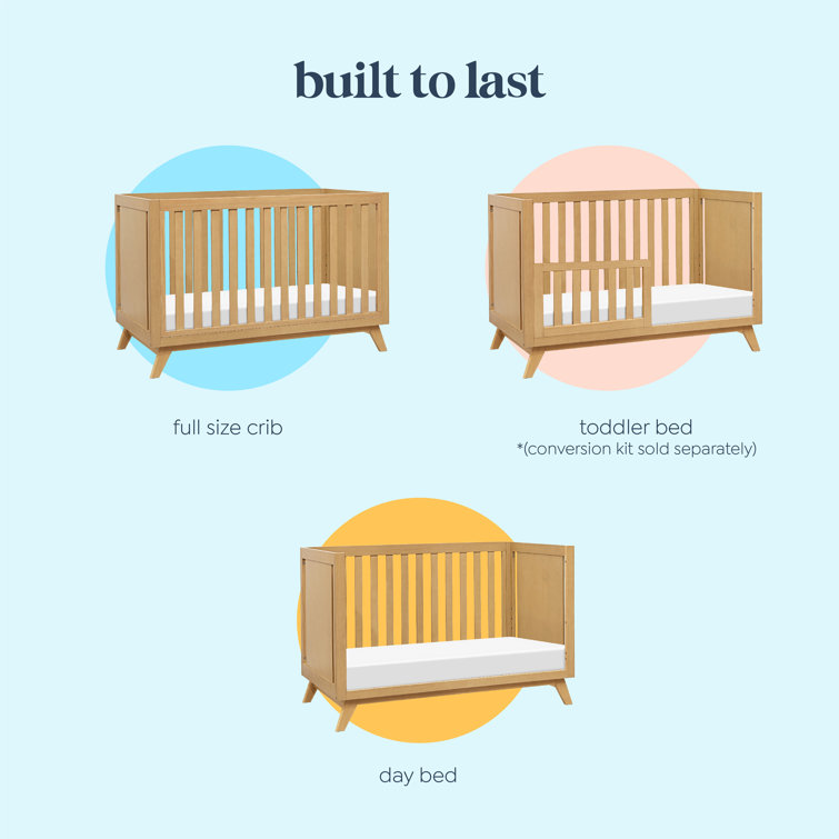 Honey Wood 3-in-1 Convertible Crib with Flared Legs