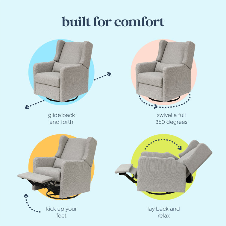 Arlo Performance Grey Linen Wood Swivel Recliner