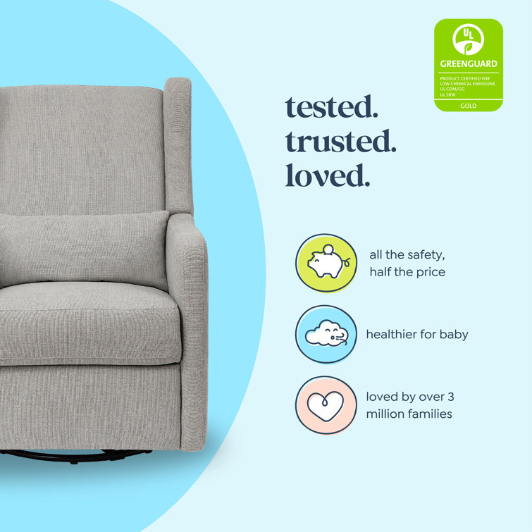 Arlo Performance Grey Linen Wood Swivel Recliner