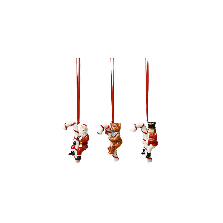 Nostalgic Christmas Porcelain Ornaments Set with Candy Canes