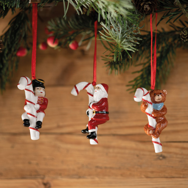 Nostalgic Christmas Porcelain Ornaments Set with Candy Canes