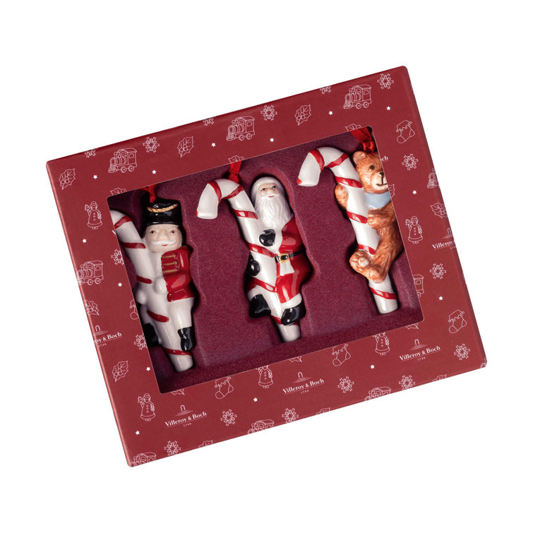 Nostalgic Christmas Porcelain Ornaments Set with Candy Canes