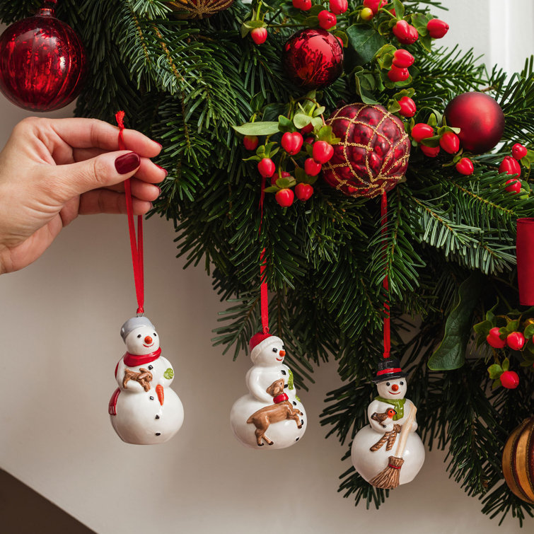 Villeroy & Boch Villeroy & Boch - Nostalgic Ornaments, Snowmen, Set of 3, Premium Porcelain