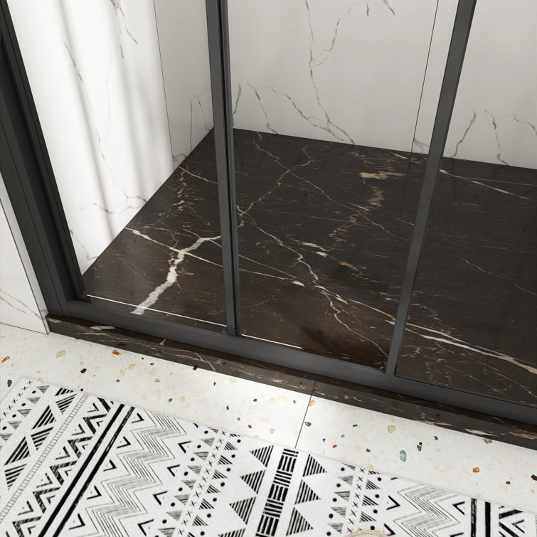 70" Matte Black Aluminum Semi-Frameless Sliding Shower Door