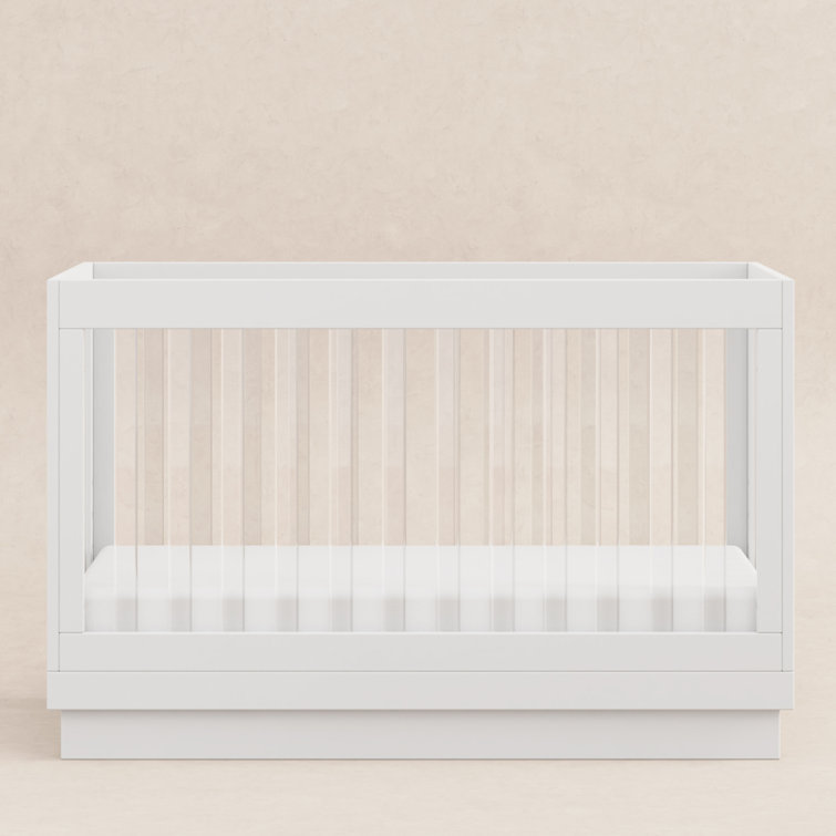 Harlow White Acrylic 3-in-1 Convertible Crib with Toddler Bed