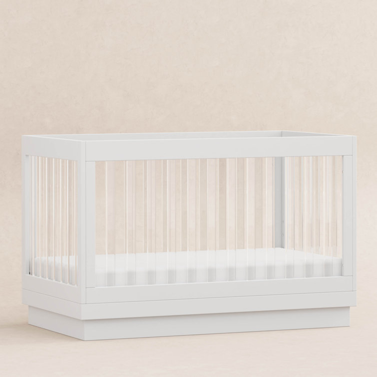 Harlow White Acrylic 3-in-1 Convertible Crib with Toddler Bed