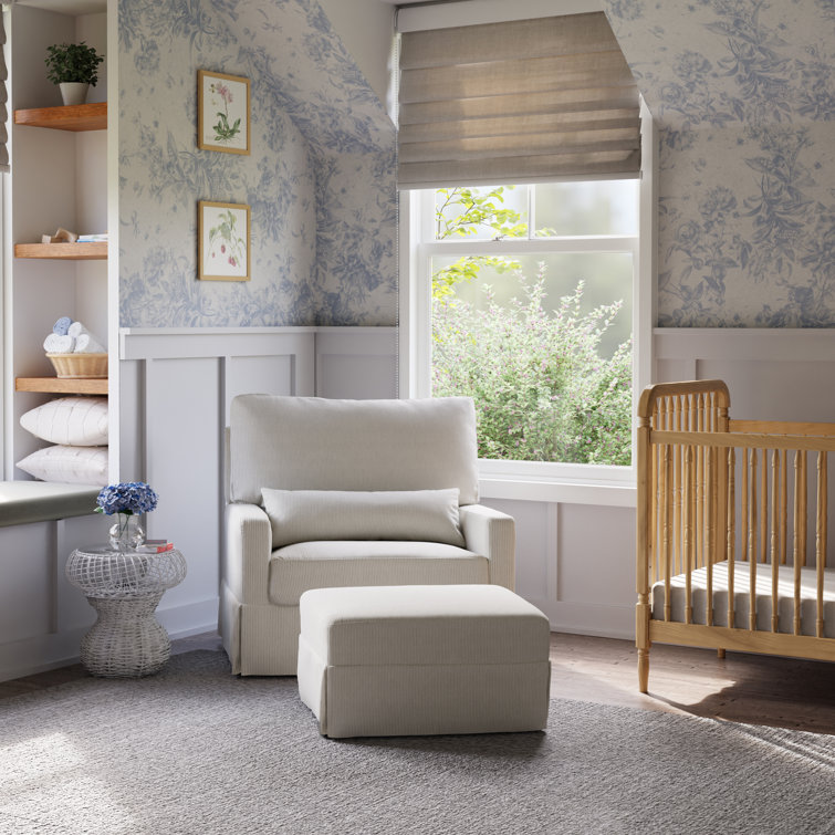 Fog Chatham Stripe Eco-Weave Pillowback Swivel Glider Chair