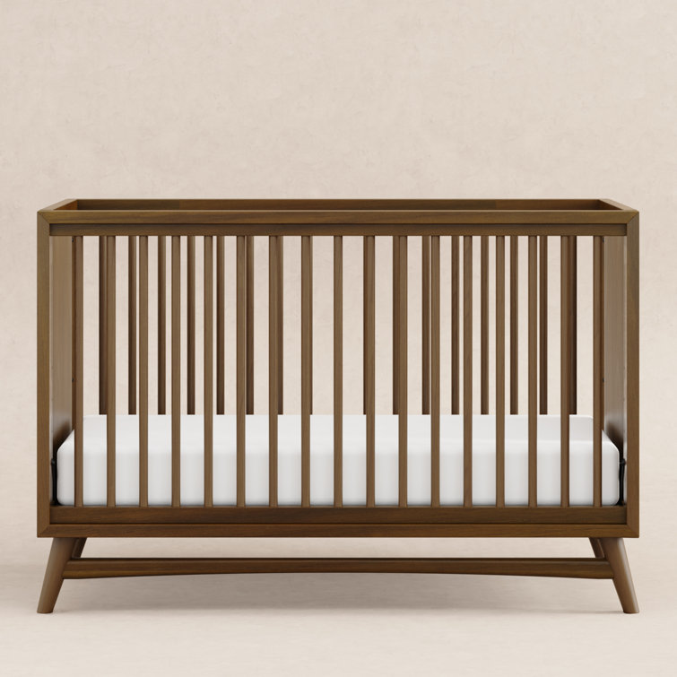 Natural Walnut Mid-Century Modern 3-in-1 Convertible Crib