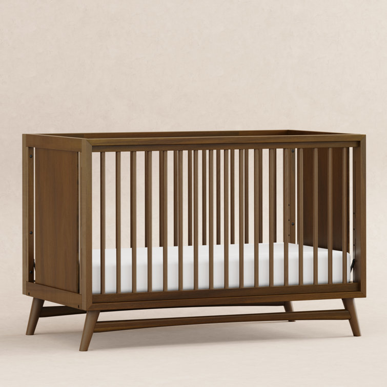 Natural Walnut Mid-Century Modern 3-in-1 Convertible Crib