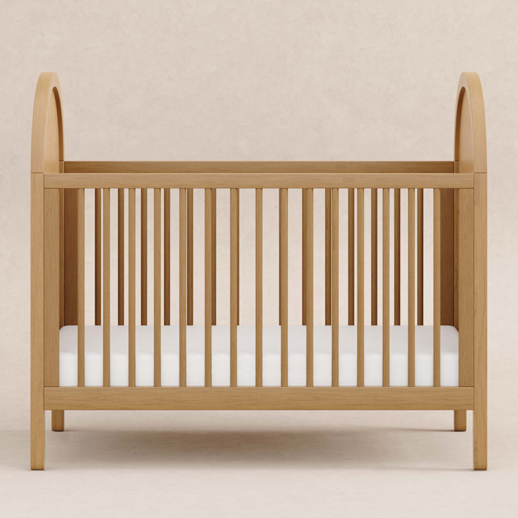 Light Wood Pine Boho-Chic Convertible Toddler Crib