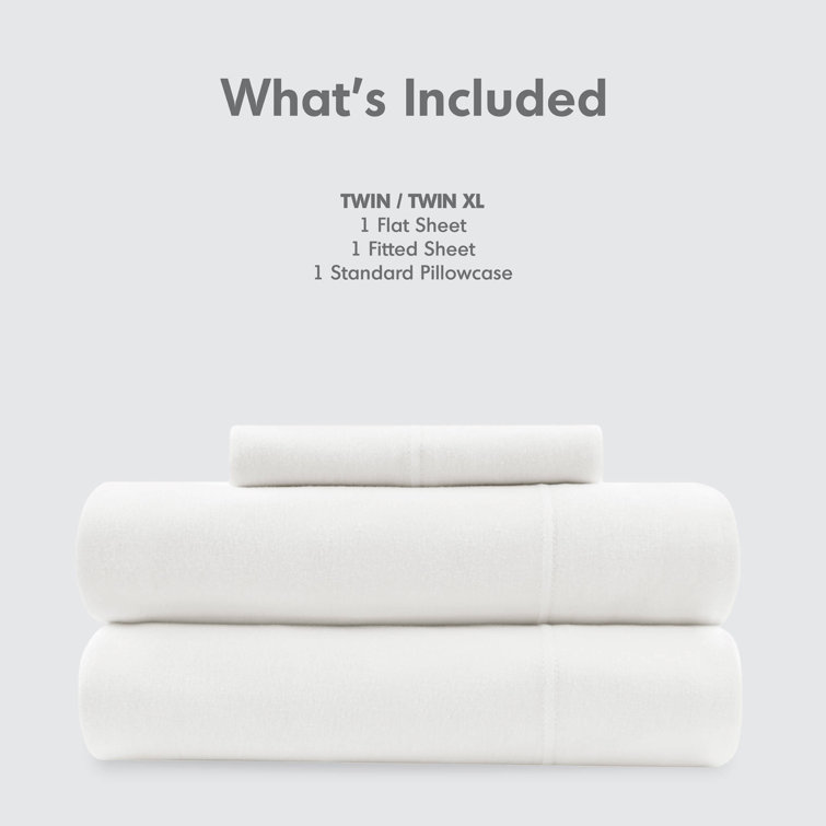 White Twin Polyester Jersey Knit Sheet Set