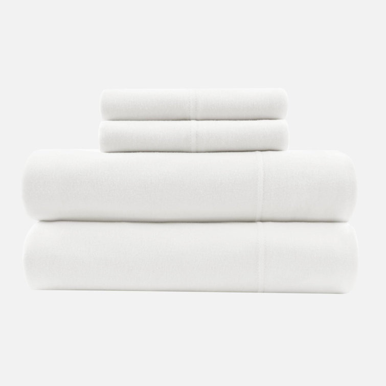 White Twin Polyester Jersey Knit Sheet Set