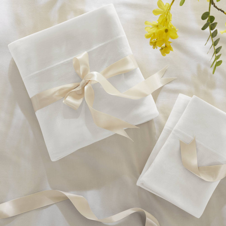 White Twin Polyester Jersey Knit Sheet Set