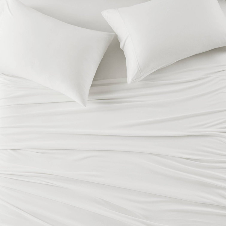 White Twin Polyester Jersey Knit Sheet Set