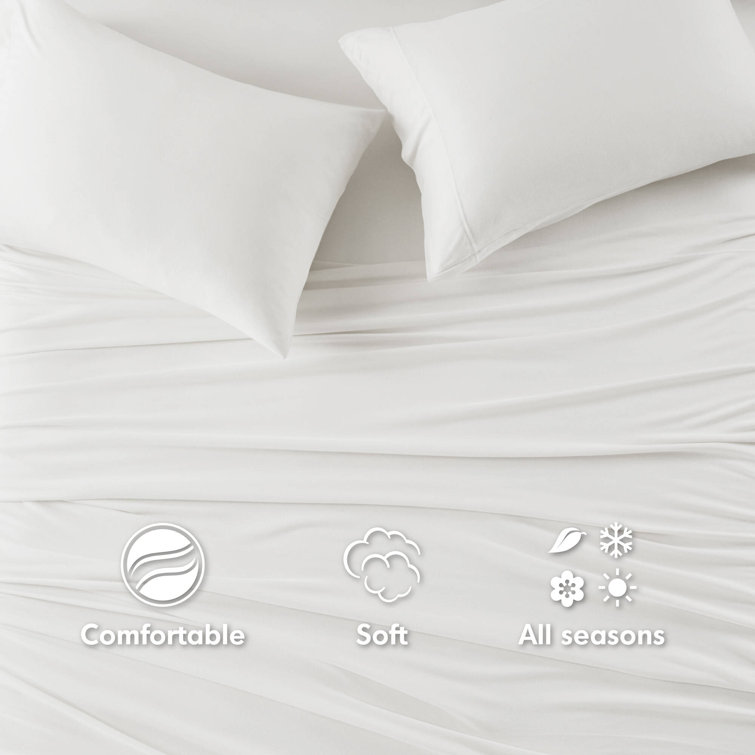 White Twin Polyester Jersey Knit Sheet Set