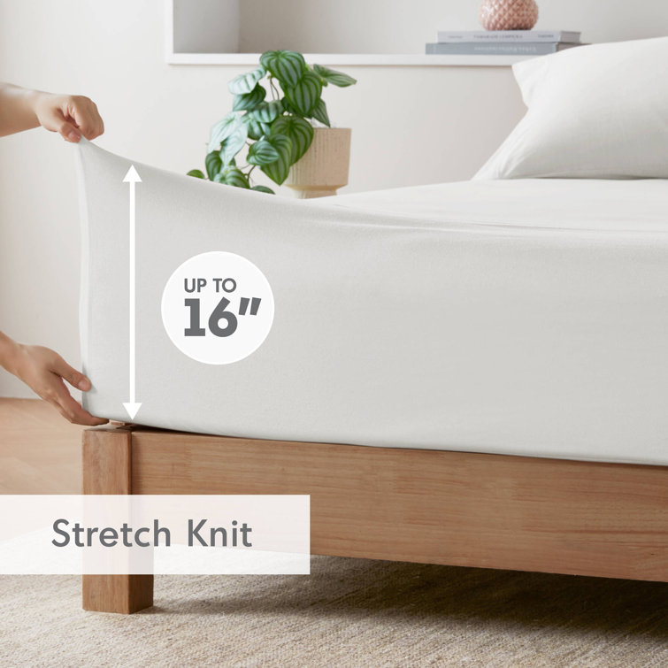 White Twin Polyester Jersey Knit Sheet Set