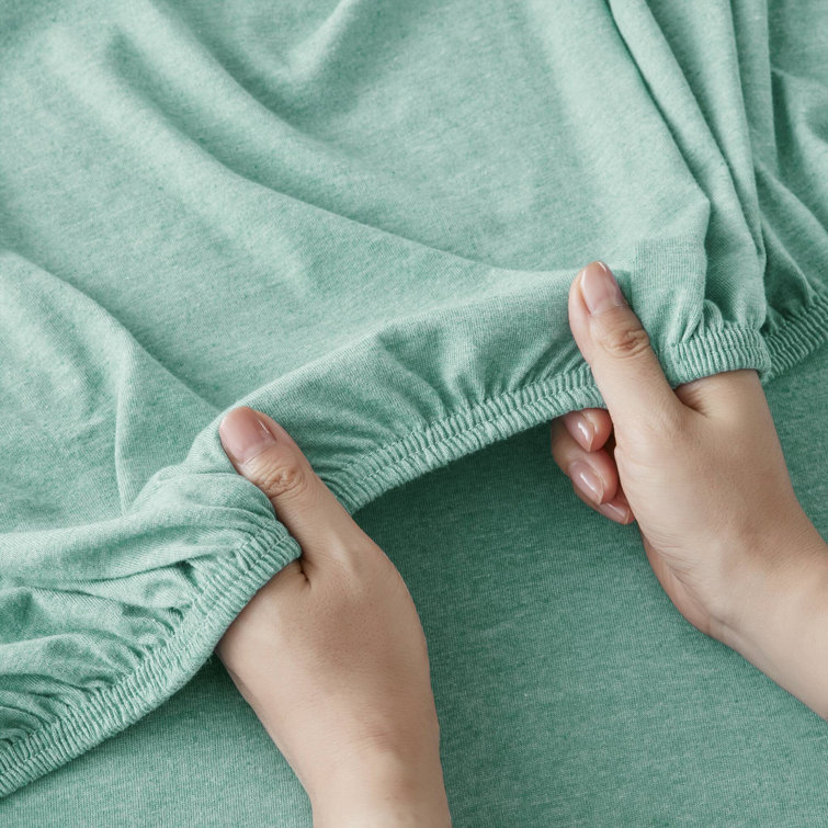 Aqua Twin Polyester Jersey Knit Sheet Set
