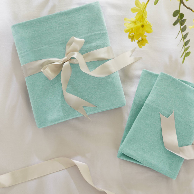 Aqua Twin Polyester Jersey Knit Sheet Set
