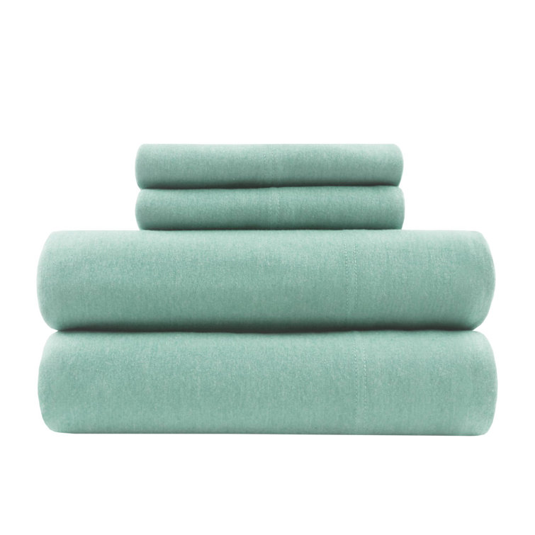 Aqua Twin Polyester Jersey Knit Sheet Set