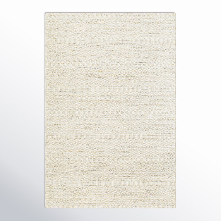 Handwoven Beige Wool Rectangular Area Rug 5' x 7'6"