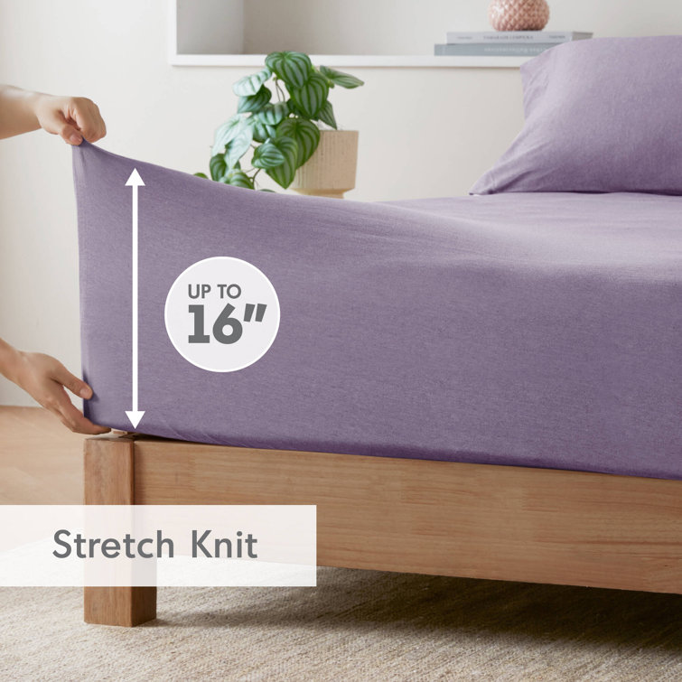 Twin XL Purple Jersey Knit Polyester Sheet Set
