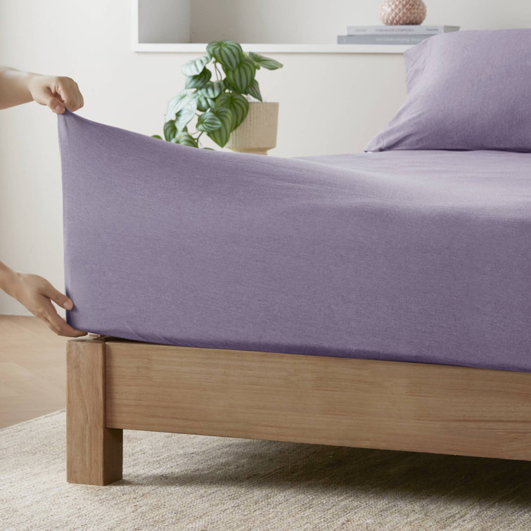 Twin XL Purple Jersey Knit Polyester Sheet Set