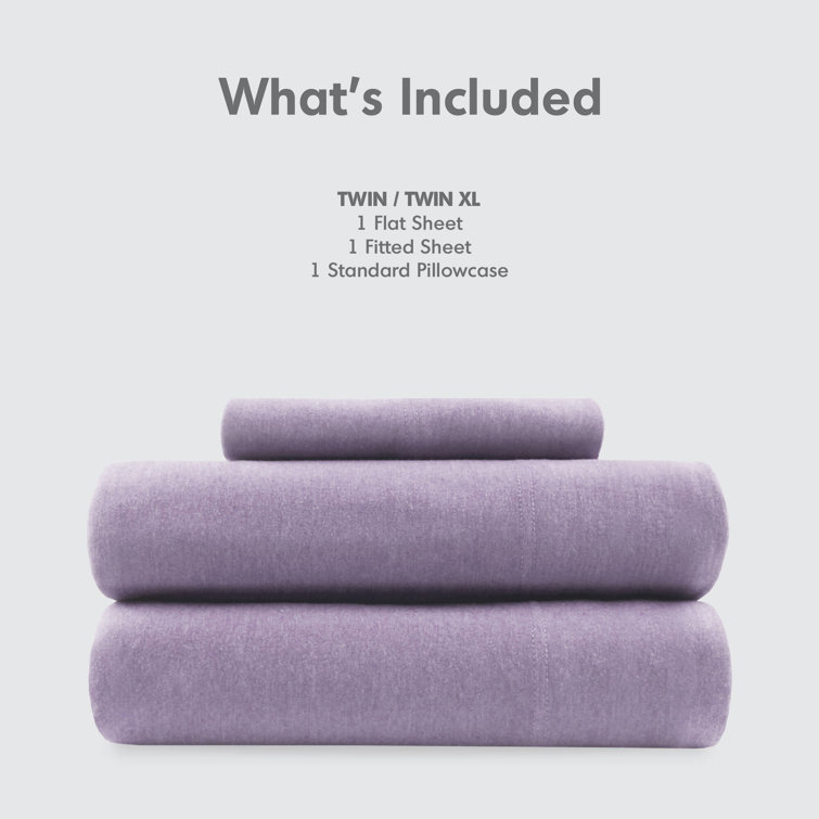 Twin XL Purple Jersey Knit Polyester Sheet Set
