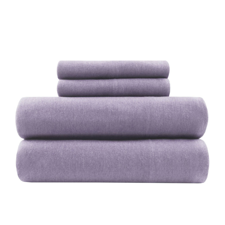 Twin Purple Jersey Knit Polyester Sheet Set