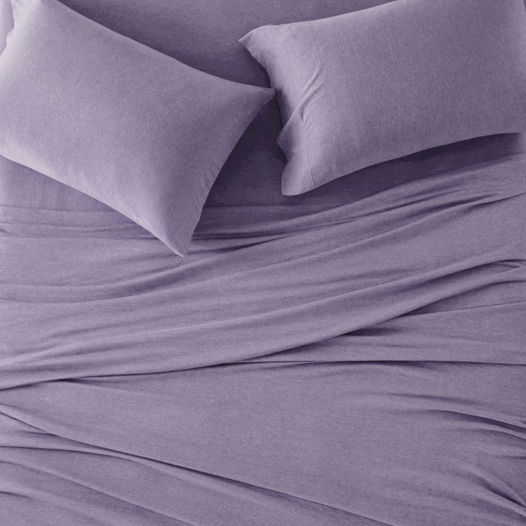 Twin XL Purple Jersey Knit Polyester Sheet Set